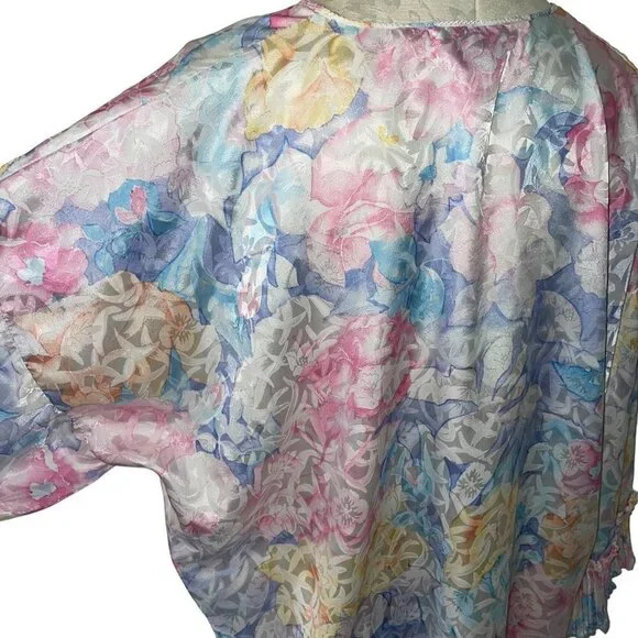 Mary McFadden Vintage Womens Nightgown Size Large Pastel Floral Watercolor - Picture 7 of 12